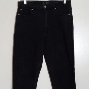 Leith high rise black jeans with front hem splits women's size 30